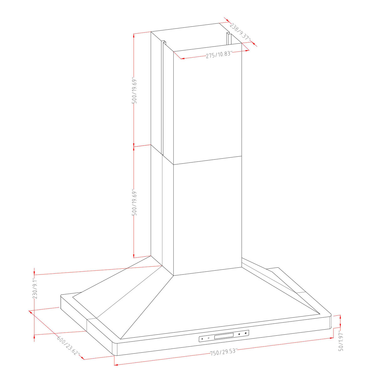 AKDY 30" Akdy 343 Convertible Island Range Hood & Reviews Wayfair Canada